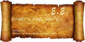 Erdős Edömér névjegykártya